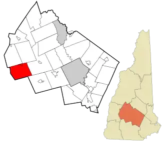 Location in Merrimack County and the state of New Hampshire.