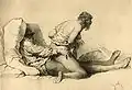 Depiction of reverse cowgirl position by Mihály Zichy (c. 1911)