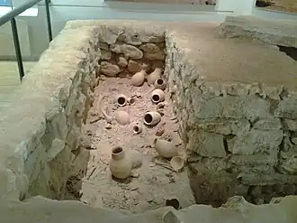 Part of a mass grave found in Bahrain.  Scientists say it was created around 1450 BC