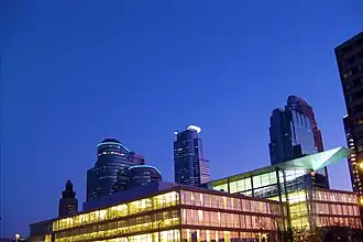 The Minneapolis Central Library at nighttime.