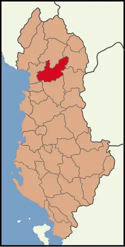 Map showing Mallakastër District within Albania