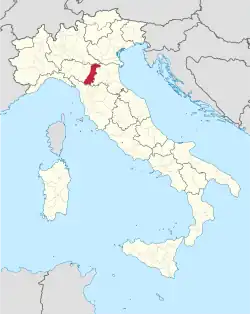 Map with the province of Modena in Italy