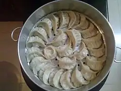 Momos in a mucktoo in Kathmandu, Nepal