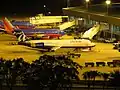Three planes parked at the terminal in 2014.