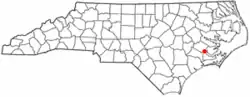 Location in Craven County and the state of North Carolina