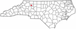 Location of Yadkinville, North Carolina