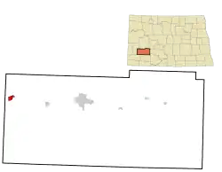 Location of Belfield in Stark County, North Dakota