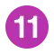The number 11 on a purple circle