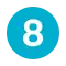 The number 8 on a sky blue circle