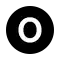 The letter O on a black circle