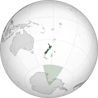The hemisphere centred on New Zealand