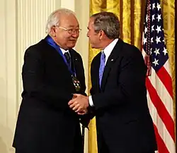 Momaday receiving the National Medal of Arts from George W. Bush in 2007