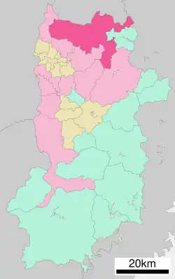 Location of Nara in Nara Prefecture