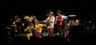 Neutral Milk Hotel playing music in 2014