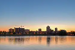 The skyline of New Brunswick over the Raritan River