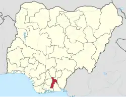 Location of Abia State in Nigeria