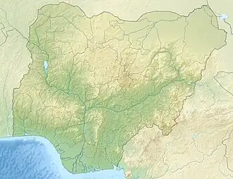 Enugu indicated in a map of Nigeria