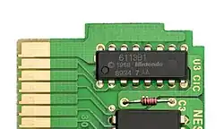 The CIC chip from a Tetris cartridge