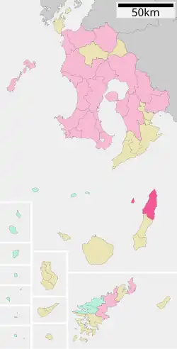 Location of Nishinoomote in Kagoshima Prefecture