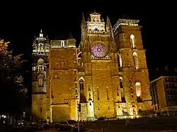 Rodez cathedral by night.