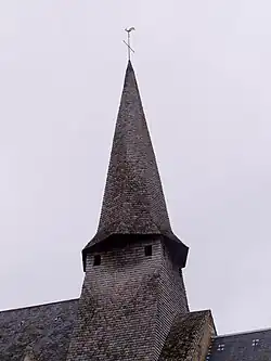 The steeple of the church of Saint-Martin, in Nohant-en-Graçay