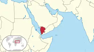 Location of North Yemen; Yemen-Sanaa
