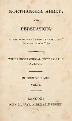 All text title page for Northanger Abbey and Persuasion