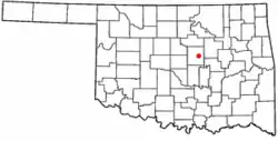 Location of Davenport, Oklahoma