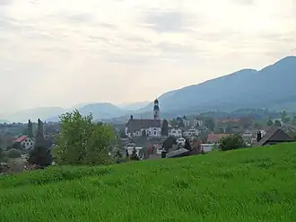 View to the church of Oberdorf