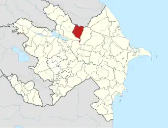 Map of Azerbaijan showing Oguz District