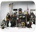 1890s photo showing a variety of armor and weapons typically used by samurai