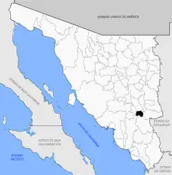 Location of the municipality in Sonora