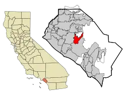 Location of Tustin in Orange County, California (right) and of Tustin in Orange County (left)