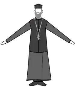 Priest with grey Zostikon, a  Kontorasson, and a Skufia.