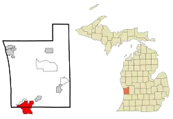 Location of Holland within Ottawa County, Michigan