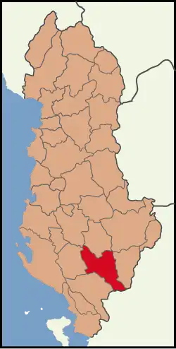 Map showing Përmet District within Albania