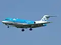 A KLM Cityhopper Fokker 70 landing. KLM Cityhopper retired Fokker 70s in 2017.