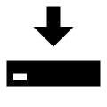 An arrow pointing at a hard drive