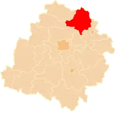 Łowicz County (red) in Łodź Voivodeship