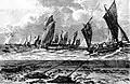 Boats dredging for oysters, c. 1875