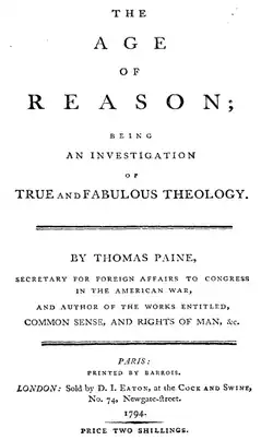 Title page from The Age of Reason