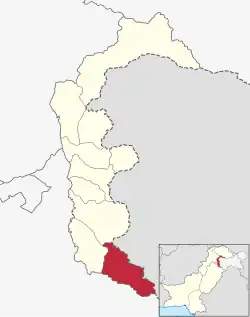 Map of Azad Kashmir with Bhimber highlighted