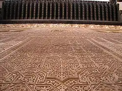 Detail looking up wall, Golden Room patio