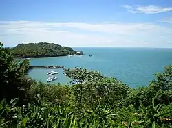 View from the île Royale&nbsp;: harbor and St Joseph island.