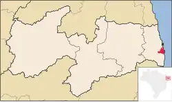 Location of João Pessoa in the State of Paraíba