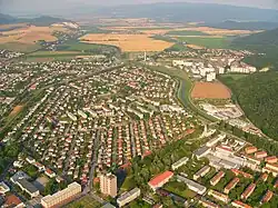 Aerial view of the old part of Partizánske