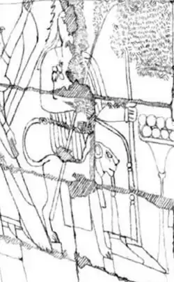 Artwork depicting a Kushite queen regnant in pyramid Beg. N 26, identified by some scholars as the tomb of Patrepeamani.