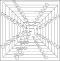 Arranged in a pyramid.
