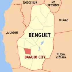 Map of Benguet with Baguio highlighted