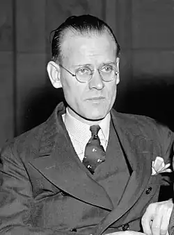 The inventor Philo T. Farnsworth sitting in a chair